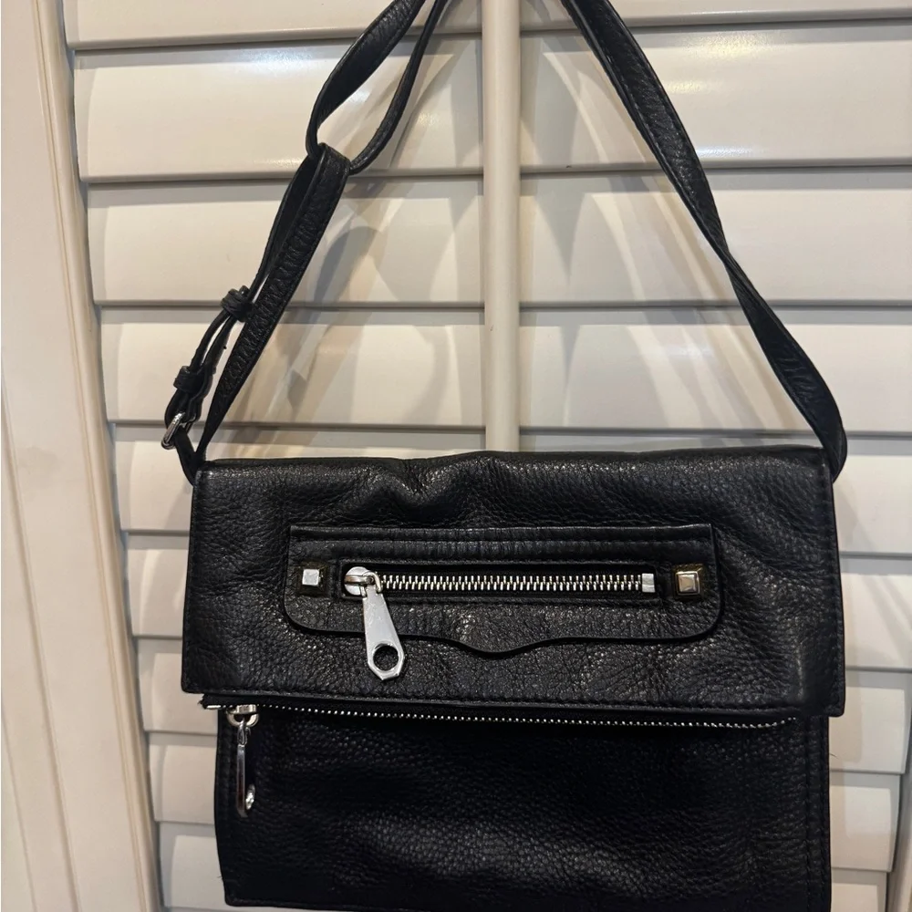 Rebecca Minkoff Black silver hardware Leather Womens‎ Shoulder Bag